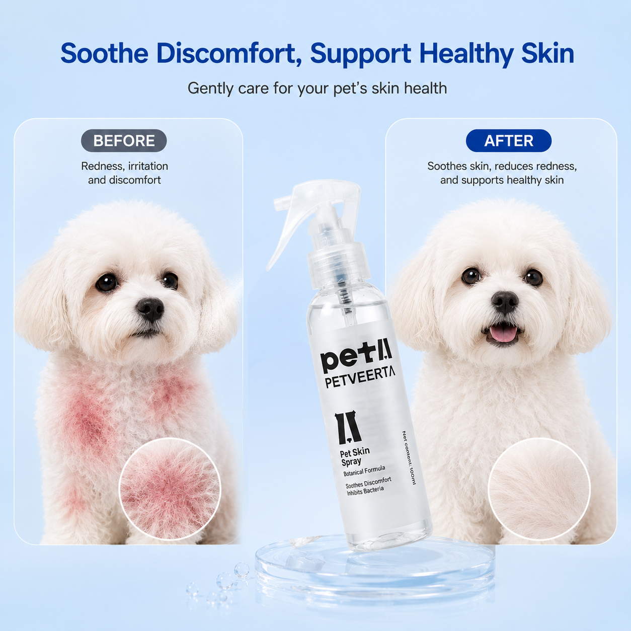 Pet Skin Spray, Hypoallergenic Pet Skin Spray, Pet Skin Spray Wholesale, Private Label Pet Skin Spray , Natural Centella Pet Spray