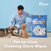 Professional 10 Count No-Rinse Pet Glove Wipes for Quick Body Cleaning and Coat Freshening for Dogs & Cats