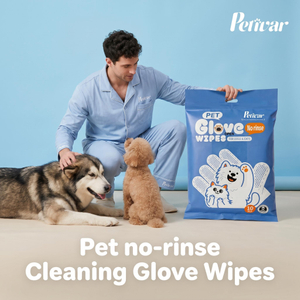 Professional 10 Count No-Rinse Pet Glove Wipes for Quick Body Cleaning and Coat Freshening for Dogs & Cats