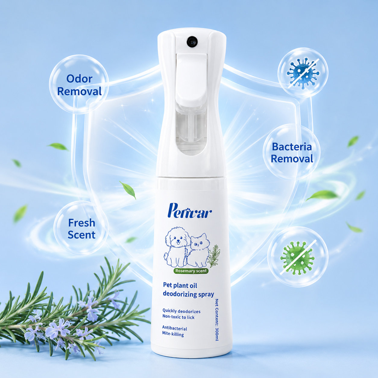 Professional Natural Rosemary Pet Spray for Removing Daily Odors and Refreshing Coats