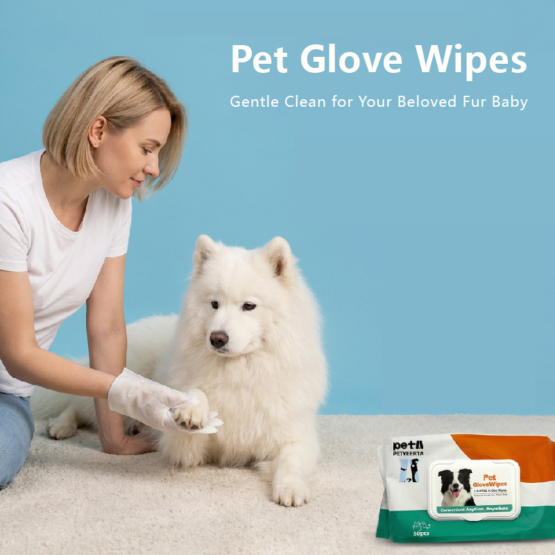 Pet Wipes Gloves for Dogs Cats 50 Count Quick Clean After Walks