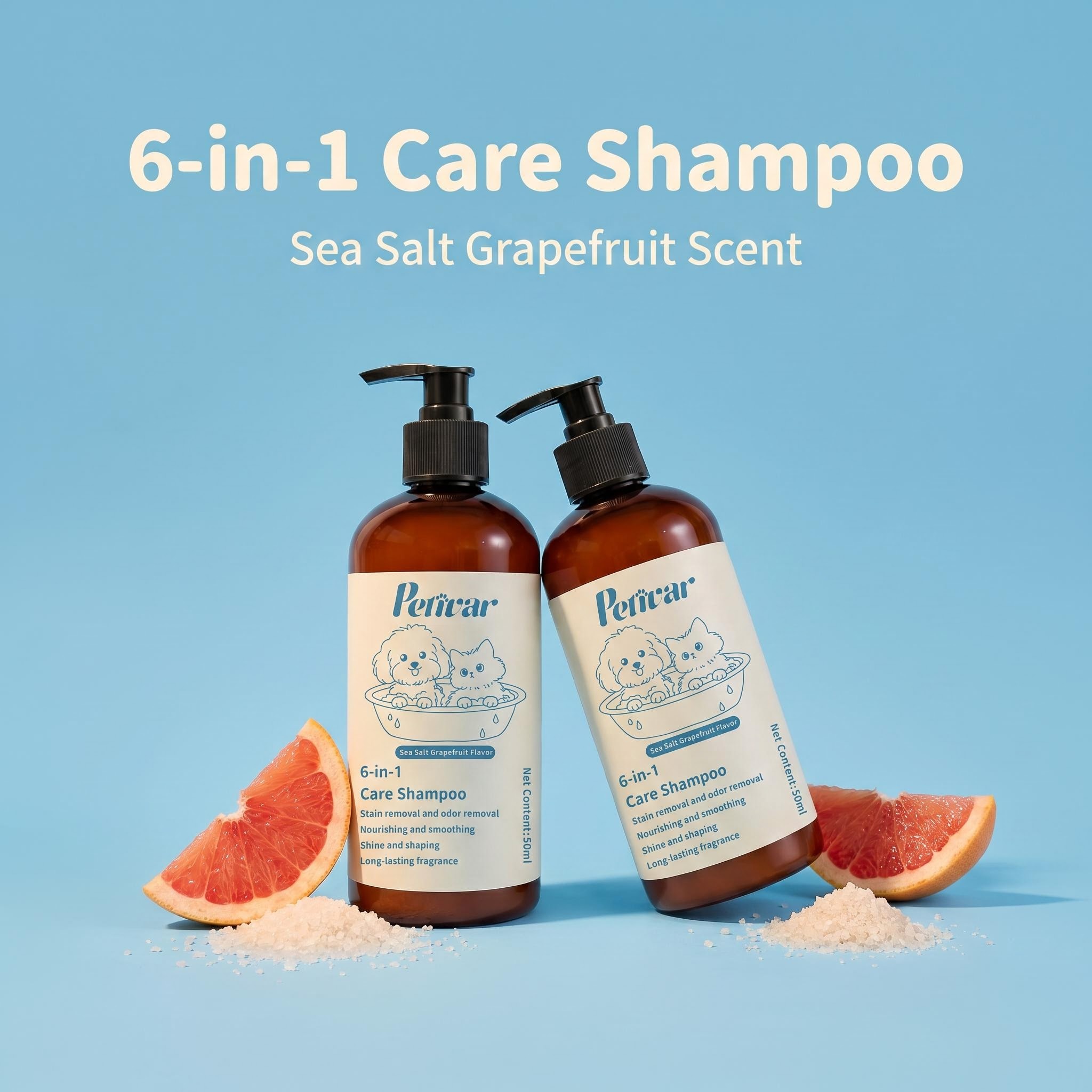 Professional Sea Salt Grapefruit Pet Shampoo for Deep Cleansing and Long-Lasting Fragrance