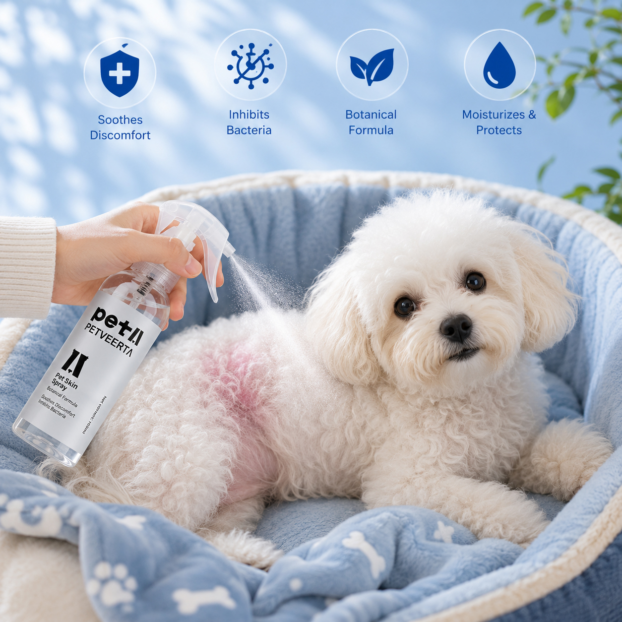 Pet Skin Spray, Hypoallergenic Pet Skin Spray, Pet Skin Spray Wholesale, Private Label Pet Skin Spray , Natural Centella Pet Spray