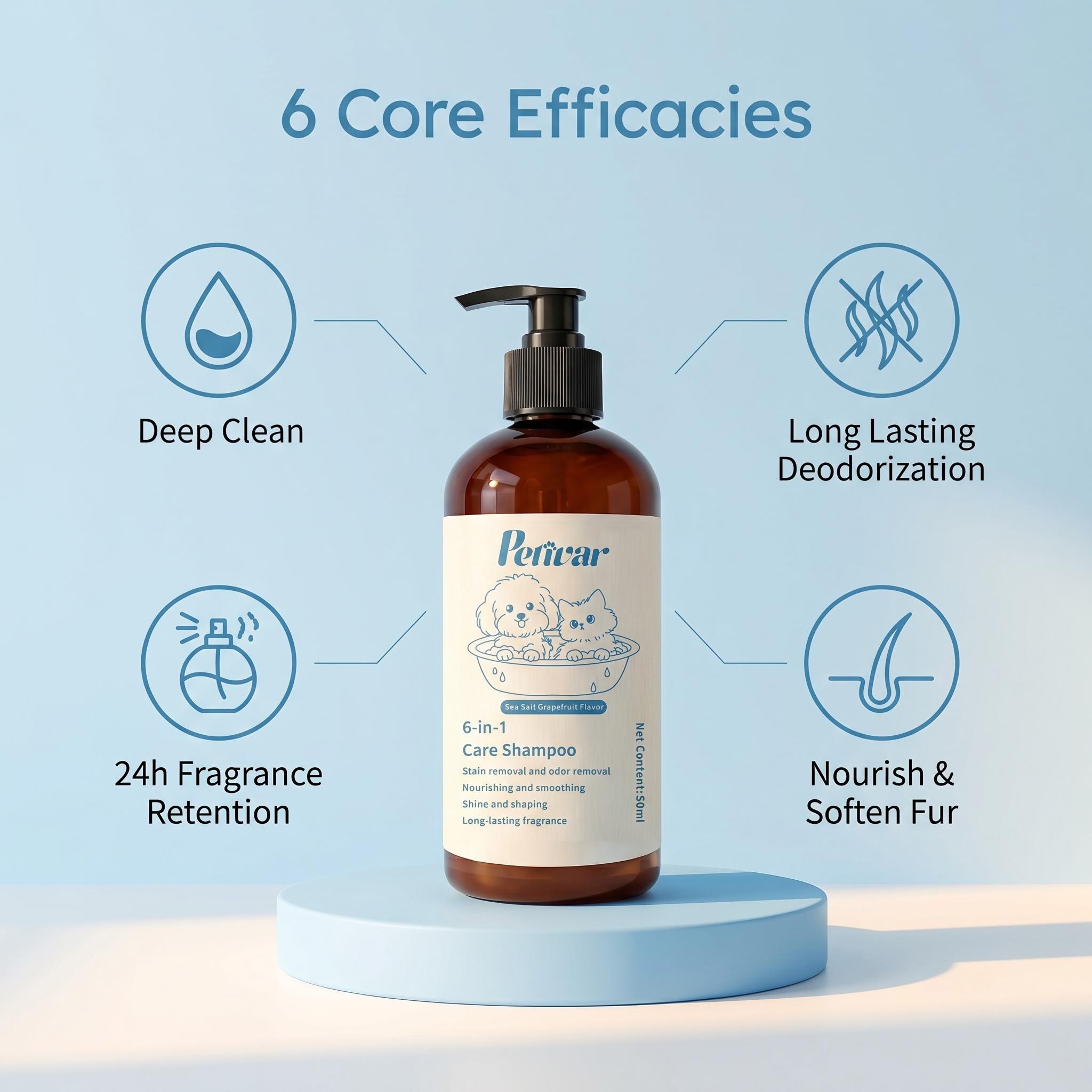 Professional Sea Salt Grapefruit Pet Shampoo for Deep Cleansing and Long-Lasting Fragrance