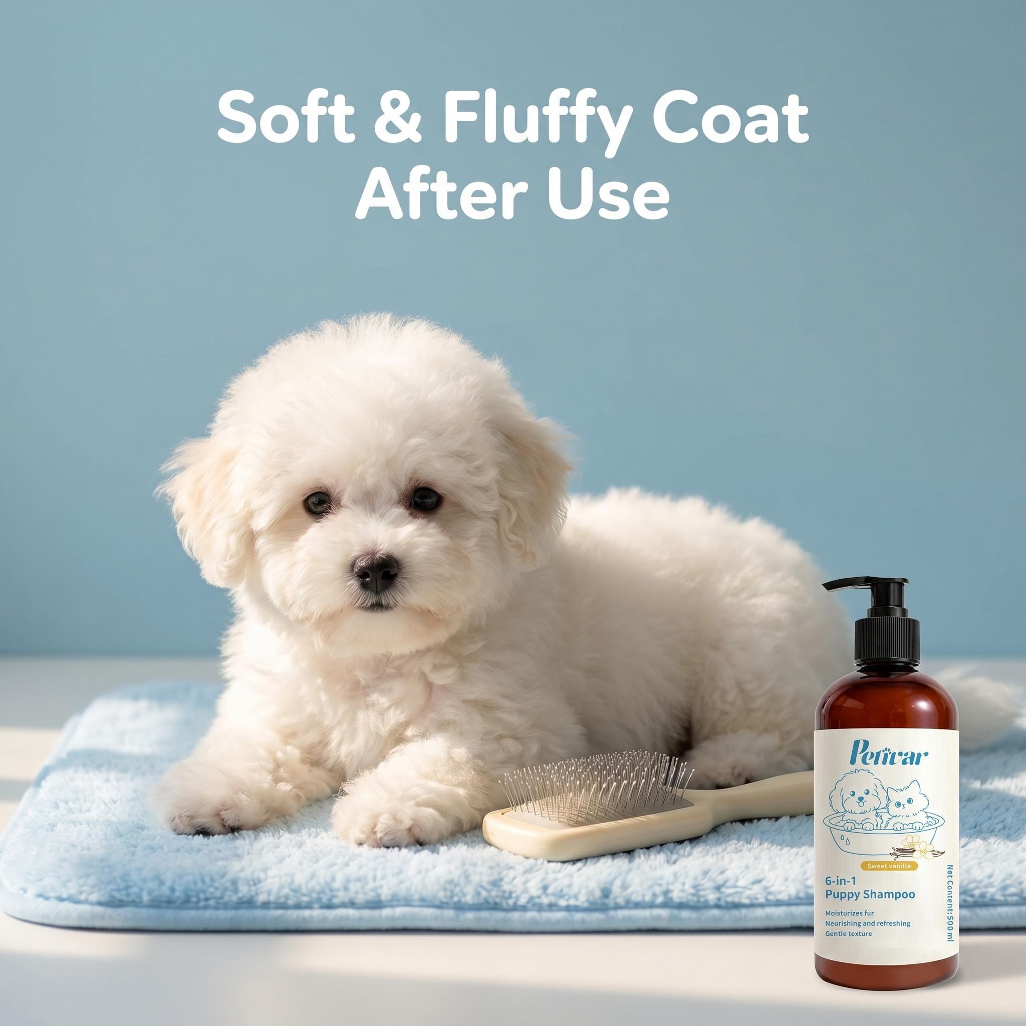 Professional Sweet Vanilla Scent 6-in-1 Puppy Shampoo for Deep Moisturizing and Softening Pet Fur for Dogs