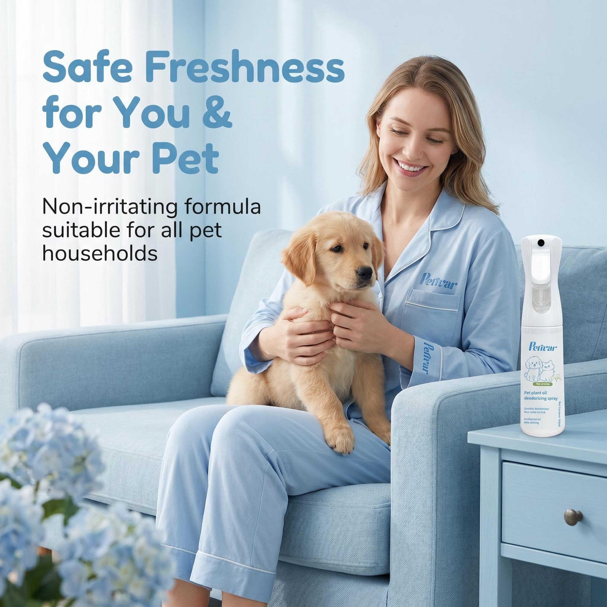 Professional Pet Plant Oil Tea Scent Deodorizing Spray For Odor Elimination & Antibacterial Care