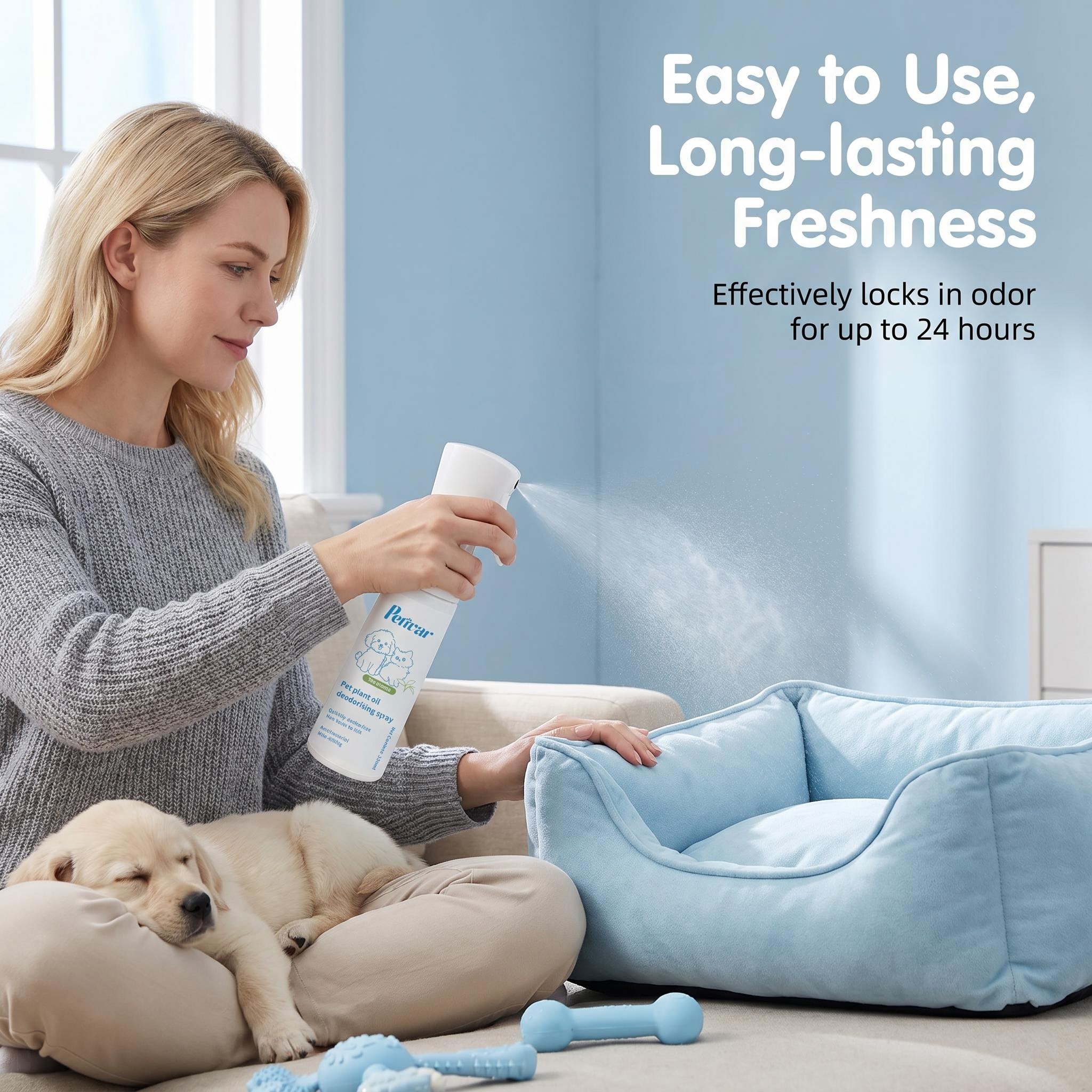 Professional Pet Plant Oil Tea Scent Deodorizing Spray For Odor Elimination & Antibacterial Care