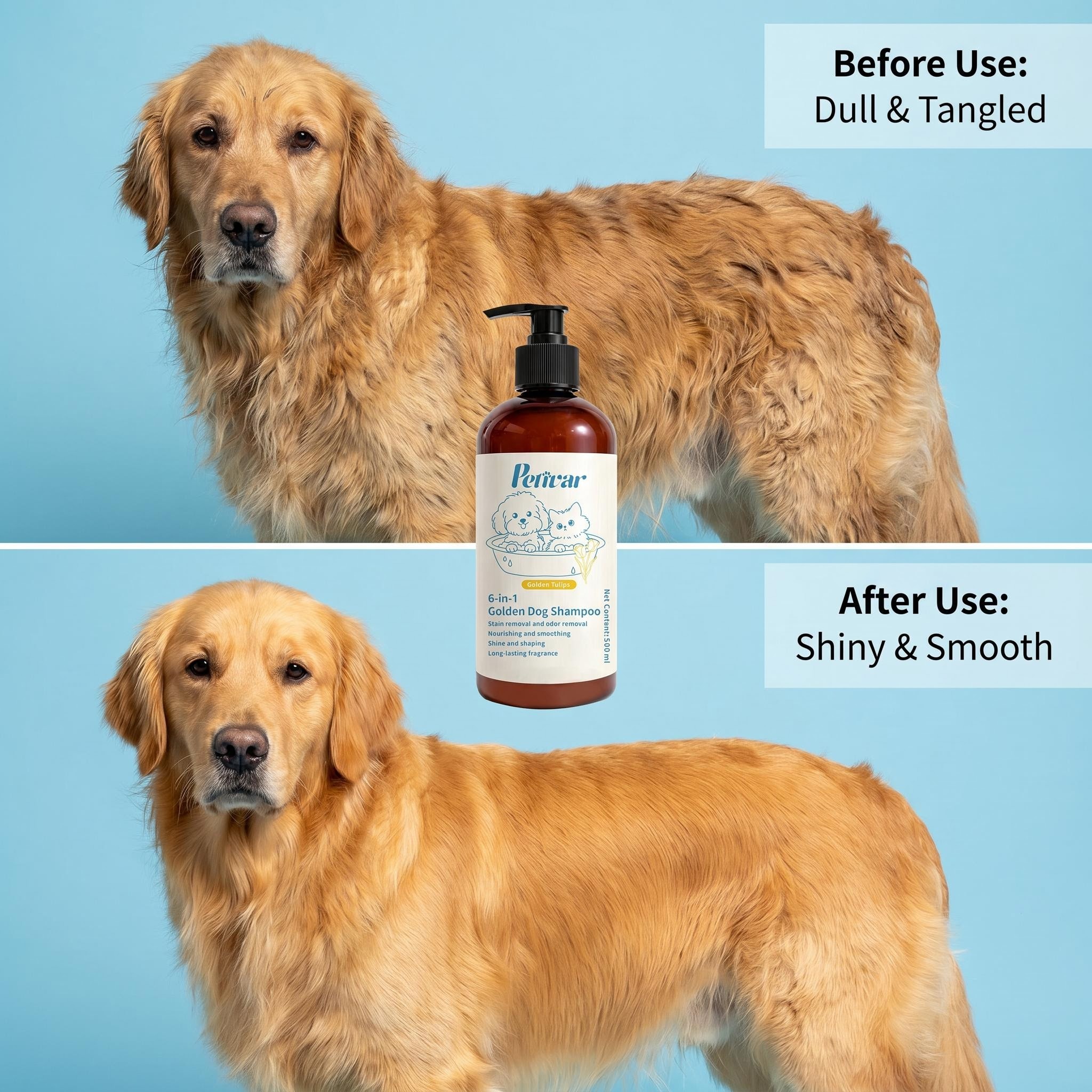 Professional Golden Tulip Scent 6-in-1 Golden Dog Shampoo for Brightening Golden Coat and Boosting Fur Shine