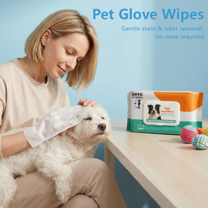 Pet Wipes Gloves for Dogs Cats 50 Count Quick Clean After Walks