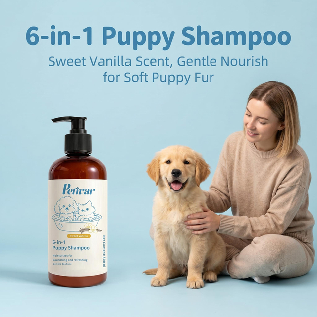 Professional Sweet Vanilla Scent 6-in-1 Puppy Shampoo for Deep Moisturizing and Softening Pet Fur for Dogs