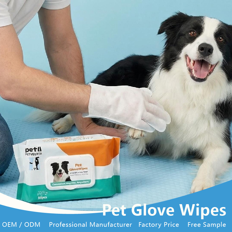 Pet Wipes Gloves for Dogs Cats 50 Count Quick Clean After Walks