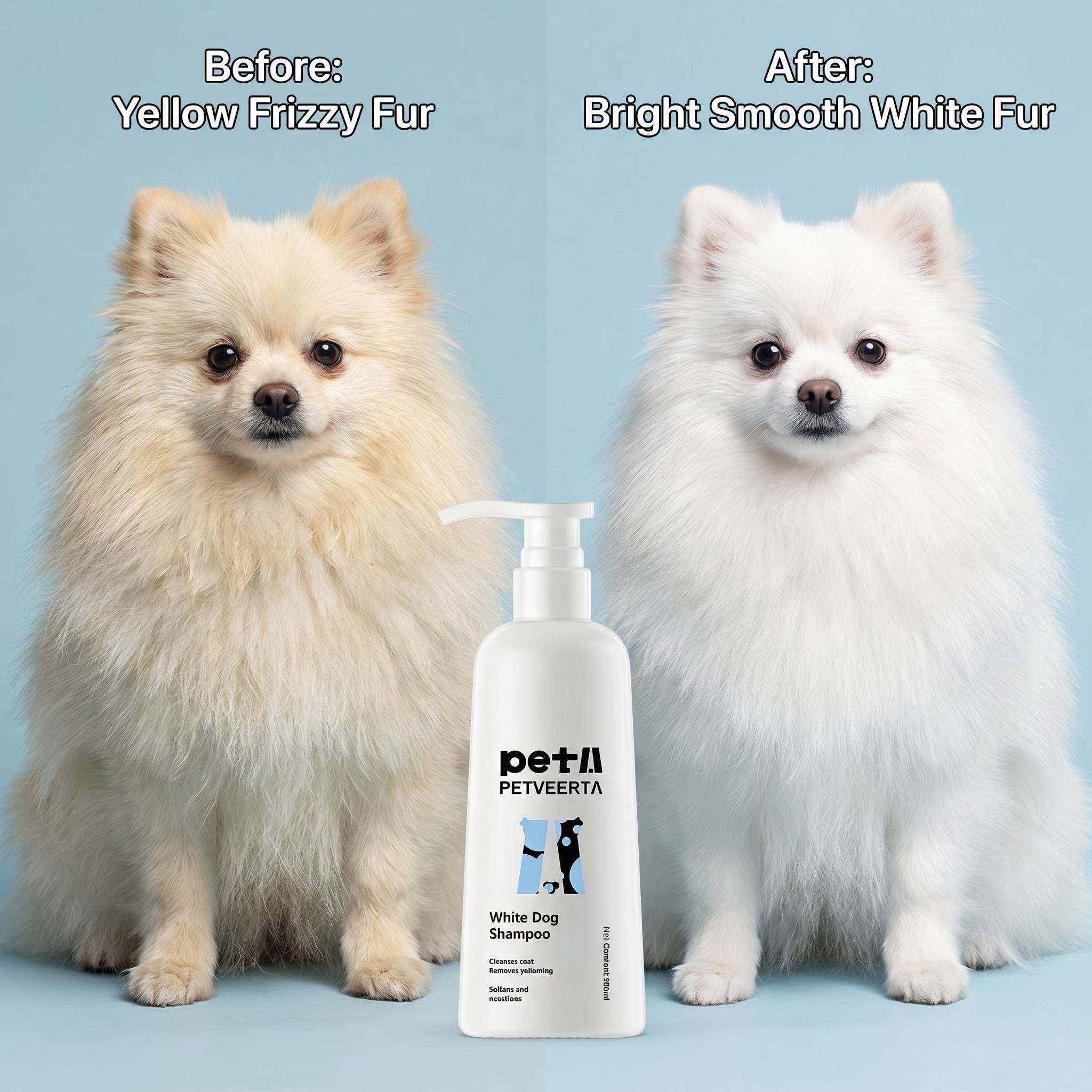 Pet Product, White Dog Shampoo, Stain Remover Shampoo, Fur Brightening Shampoo, Dog Coat Whitening, Pet Stain Cleaning Shampoo